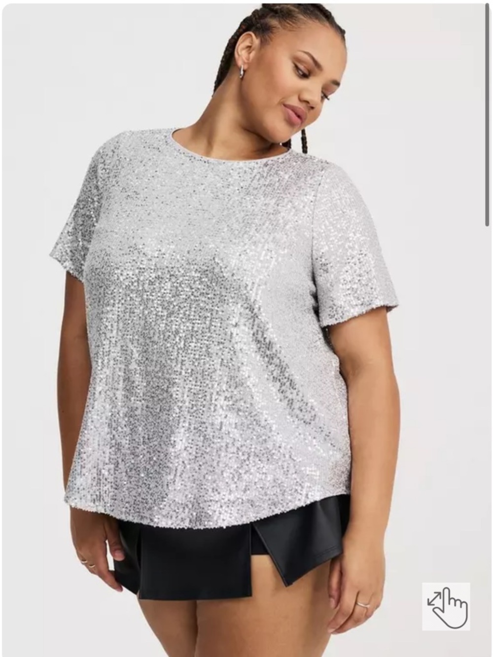 torrid Silver Sequin Short Sleeve Tee